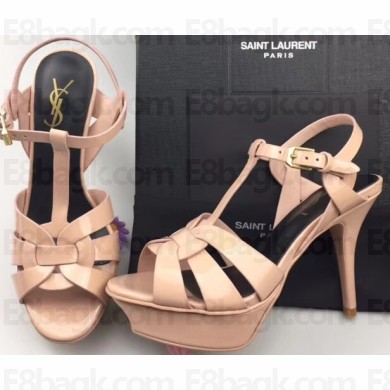 Saint Laurent Tribute Sandals In Patent Leather Nude Pink