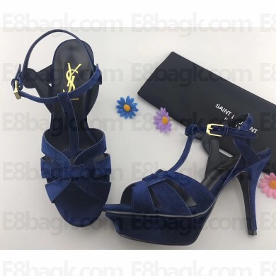 Saint Laurent Tribute Sandals In Velvet Blue