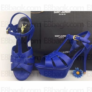 Saint Laurent Tribute Sandals In Smooth Leather Blue