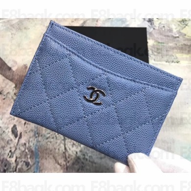 Chanel Caviar Leather Classic Card Holder A31510 Denim Blue