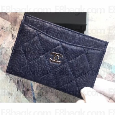 Chanel Caviar Leather Classic Card Holder A31510 Navy Blue
