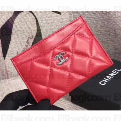 Chanel Lambskin Classic Card Holder A31510 Red