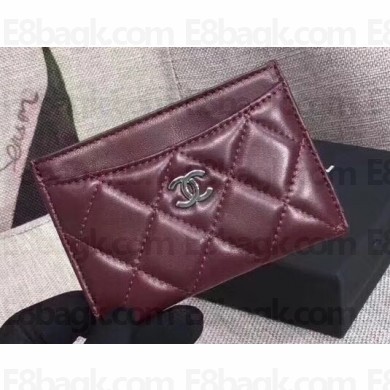 Chanel Lambskin Classic Card Holder A31510 Burgundy