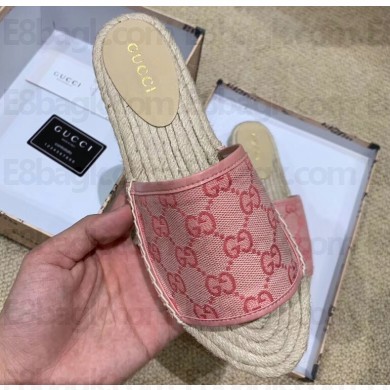 Gucci Canvas GG Espadrilles Slides Sandals Pink 2019