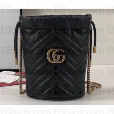 Gucci GG Marmont Double G Mini Bucket Bag 575163 Black 2019