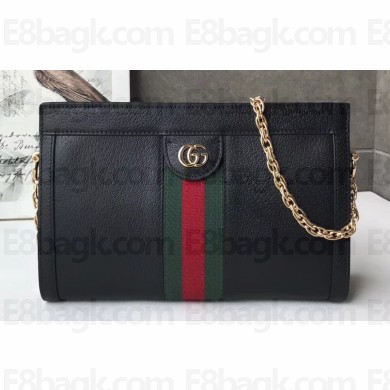 Gucci Structured Shape Web Ophidia Small Shoulder Bag 503877 Leather Black 2019