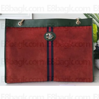 Gucci Vintage Web Rajah Maxi Tote Bag 537218 Suede Orange 2019