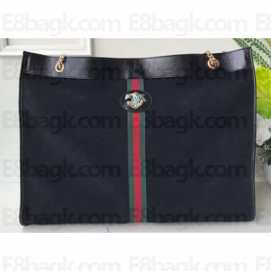 Gucci Vintage Web Rajah Maxi Tote Bag 537218 Suede Black 2019