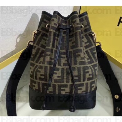 Fendi Roma Amor Fabric FF Motif Mon Tresor Bucket Bag Black 2019