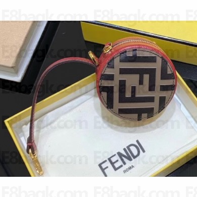 Fendi FF Leather Circular Bag Charm Red 2019