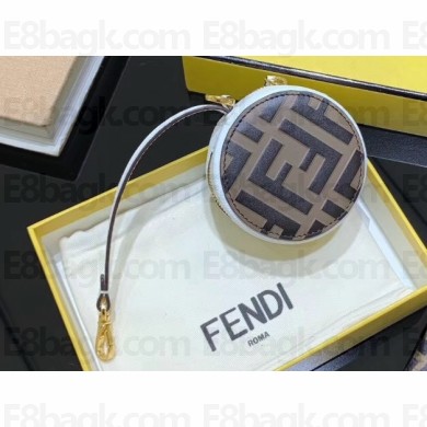 Fendi FF Leather Circular Bag Charm White 2019