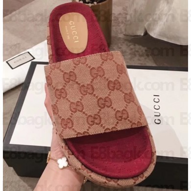 Gucci Original GG Canvas Slide Sandals 573018 Beige 2019