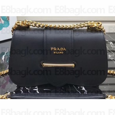 Prada Sidonie Leather Shoulder Bag 1BD184 Black 2019