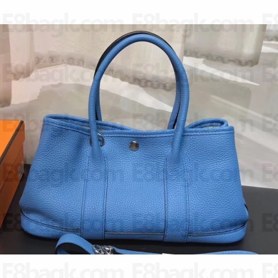 Hermes Leather Mini Garden Party Bag Denim Blue