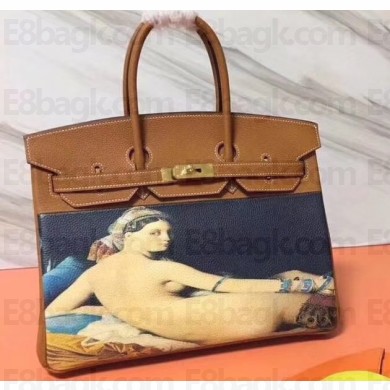 Hermes Birkin 35 Bag in Print Leather Brown