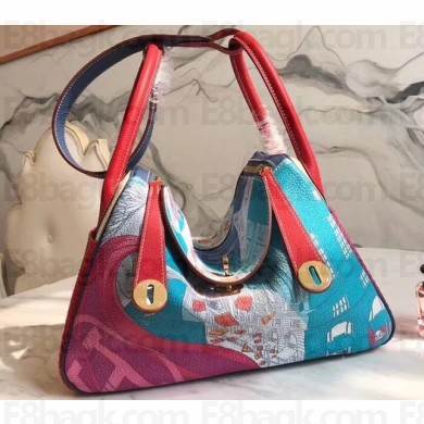 Hermes Lindy 30 Bag Artburo Print Red/Python