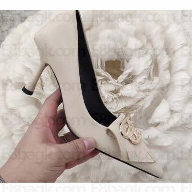 Balenciaga Heel 8cm BB Fringe Pumps Nude 2019