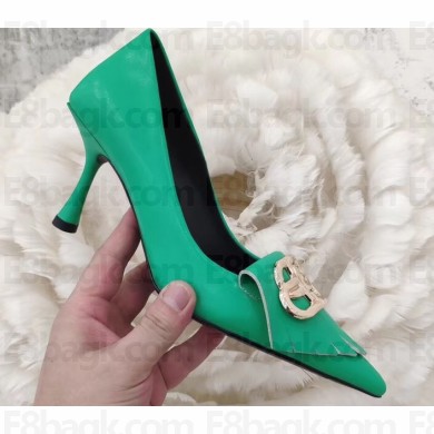 Balenciaga Heel 8cm BB Fringe Pumps Green 2019