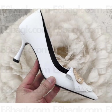 Balenciaga Heel 8cm BB Fringe Pumps White 2019