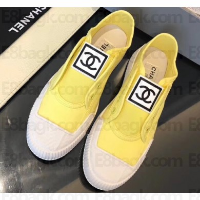 Chanel Vintage CC Logo Sneakers Yellow 2019