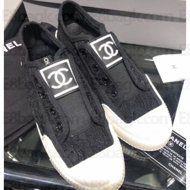 Chanel Vintage CC Logo Sneakers Lace Black 2019