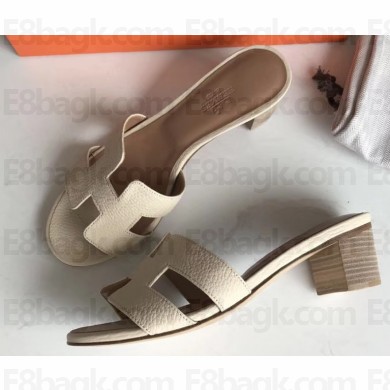 Hermes Heel 5cm Oasis Slipper Sandals in Togo Leather Creamy
