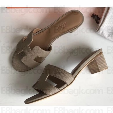 Hermes Heel 5cm Oasis Slipper Sandals in Togo Leather Camel/BrownHermes Heel 5cm Oasis Slipper Sandals in Togo Leather Camel/Brown