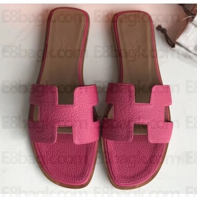Hermes Oran Flat Slipper Sandals in Togo Leather FuchsiaHermes Oran Flat Slipper Sandals in Togo Leather Fuchsia