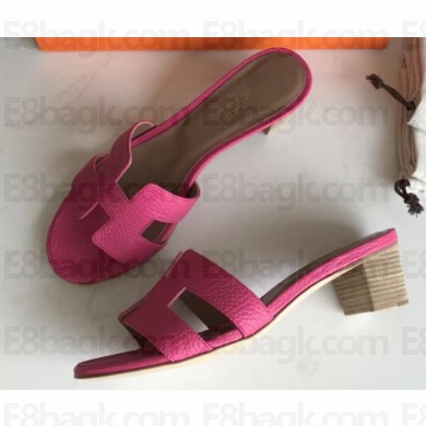 Hermes Heel 5cm Oasis Slipper Sandals in Togo Leather Fuchsia