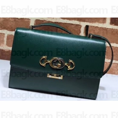 Gucci Zumi Smooth Leather Small Shoulder Bag 576338 Green 2019