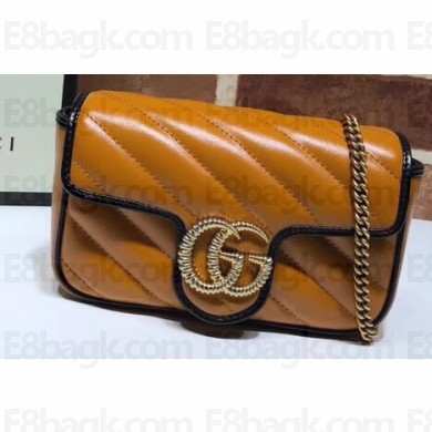 Gucci Diagonal GG Marmont Super Mini Shoulder Bag 574969 Brown 2019