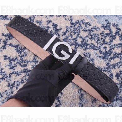 Gucci Width 3.8cm Leather Signature GG Belt with Single G Buckle Black 2019