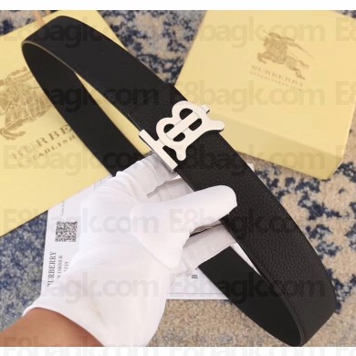 Burberry Width 3.8cm Reversible Monogram Motif Leather Belt Black 2019