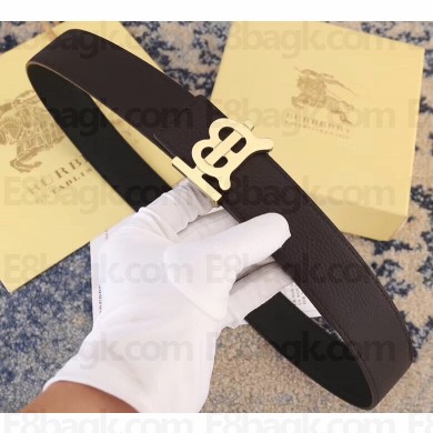 Burberry Width 3.8cm Reversible Monogram Motif Leather Belt Coffee 2019
