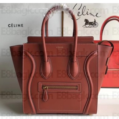 Celine Micro Luggage Bag in Original Smooth Calfskin Caramel