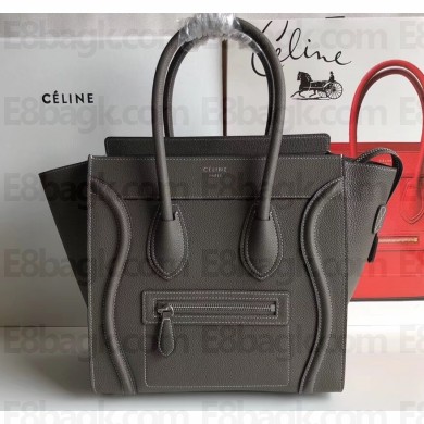 Celine Micro Luggage Bag in Original Drummed Calfskin Etoupe