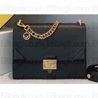 Fendi Leather Kan U Medium Bag Black 2019
