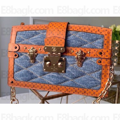 Louis Vuitton Malletage-quilted Trunk Clutch Bag M55047 Denim Raw Blue 2019