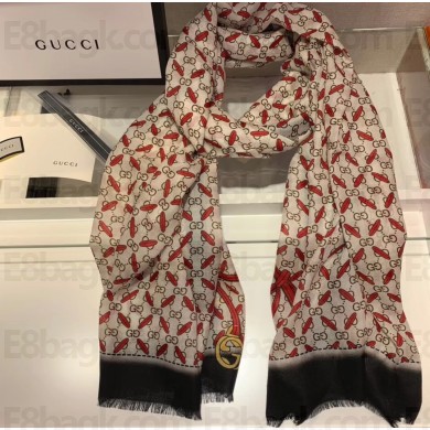 Gucci GG Print Cashmere Scarf 100x200cm Black 2019