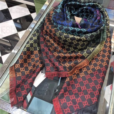 Gucci Shine Rainbow GG Scarf 130x130cm Black 2019