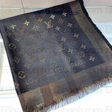 Louis Vuitton Monogram 140x140cm Scarf Black/Gold 2019