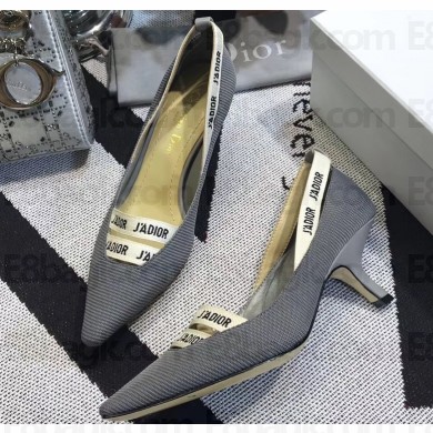 Dior Heel 6.5cm J'Adior and Double Ribbon Pumps Technical Canvas Gray 2019