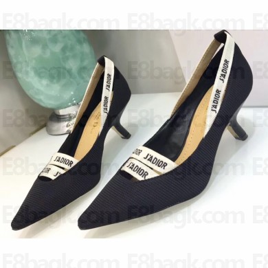 Dior Heel 6.5cm J'Adior and Double Ribbon Pumps Technical Canvas Black 2019