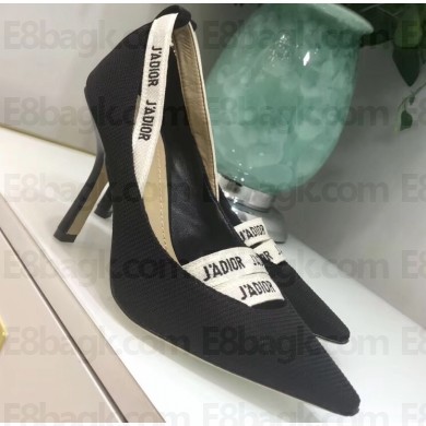 Dior Heel 9.5cm J'Adior and Double Ribbon Pumps Technical Canvas Black 2019
