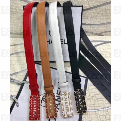 Chanel Width 2.5cm Chain Logo Buckle Leather Belt