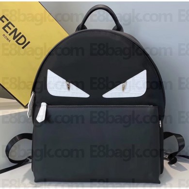 Fendi Bag Bugs Large Backpack Bag Black/White Eyes with Front Pocket 2019
