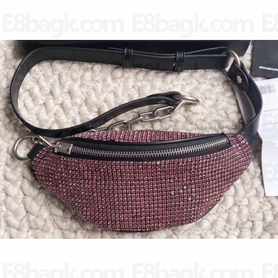 Alexander Wang Attica Fanny Pack Mini Bag with Pink Crystal Rhinestone Chain 2019