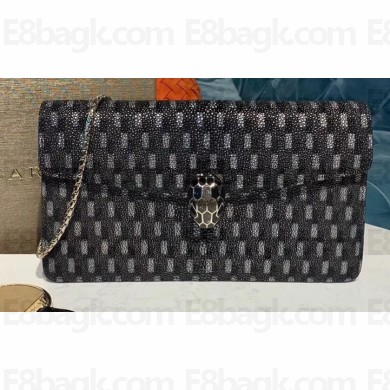 Bvlgari Serpenti Forever 25cm Shoulder Bag Galuchat Skin Geometric Black/Silver 2019