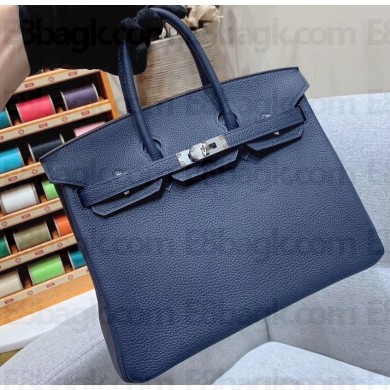 Hermes Birkin 25cm Bag in Original Togo Leather Royal Blue