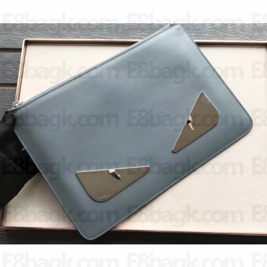 Fendi Bag Bugs Metal Eyes Pouch Clutch Bag Gray